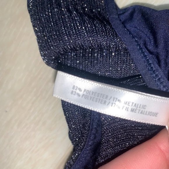 Aerie Halter Bralette Crop Top Naby Blue Sparkle Metallic Women’s Size Small - Picture 5 of 5